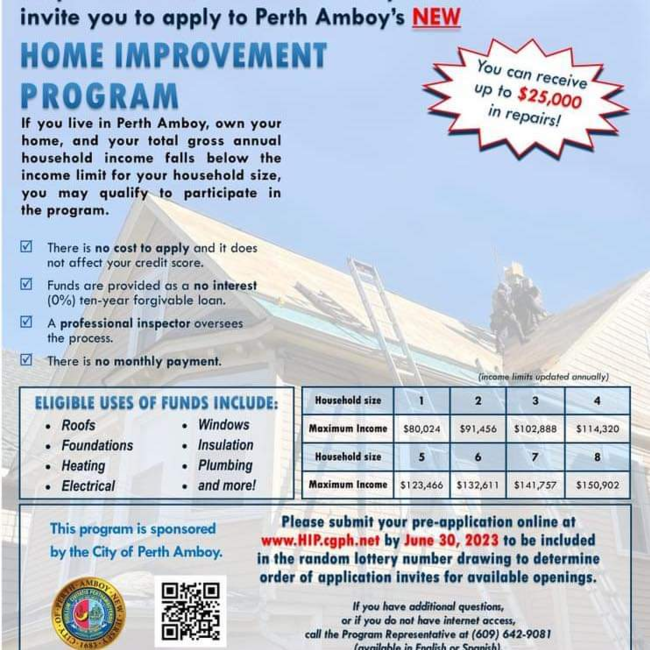 Perth Amboy Home Improvement Program!! Apply today!!