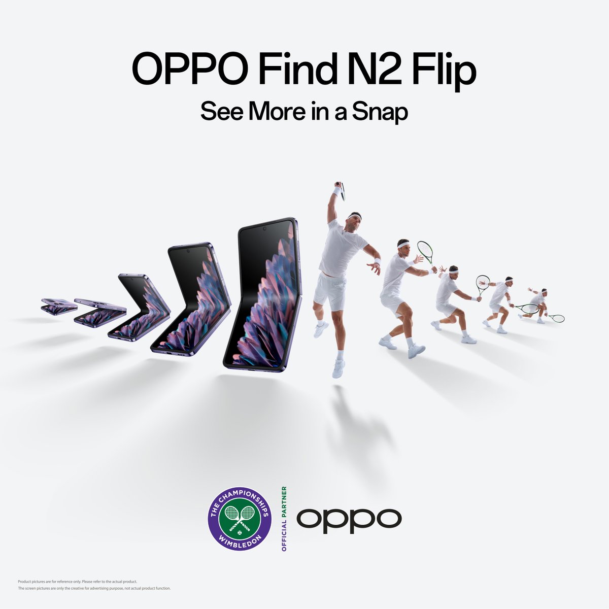 OPPOAlgerie's tweet photo. Un design innovant pour des performances de pointe.

En tant que partenaire officiel mondial de #Wimbledon, nous capturons l'inspiration sur le terrain, dans tous ses détails, grâce à notre technologie d'imagerie avancée. #OPPOWimbledon #OPPOFindN2Flip https://t.co/eLArTp9u1P