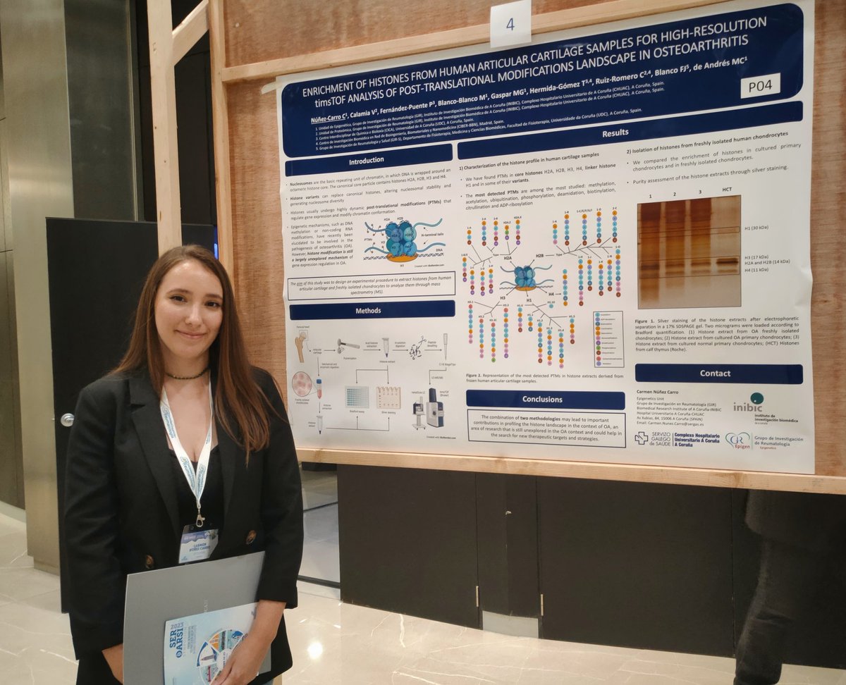 Presenting my poster about histones and PTMs in osteoarthritis at #SEROARSI2023 in A Coruña! 

@OARSInews @SEReumatologia @girblanco1