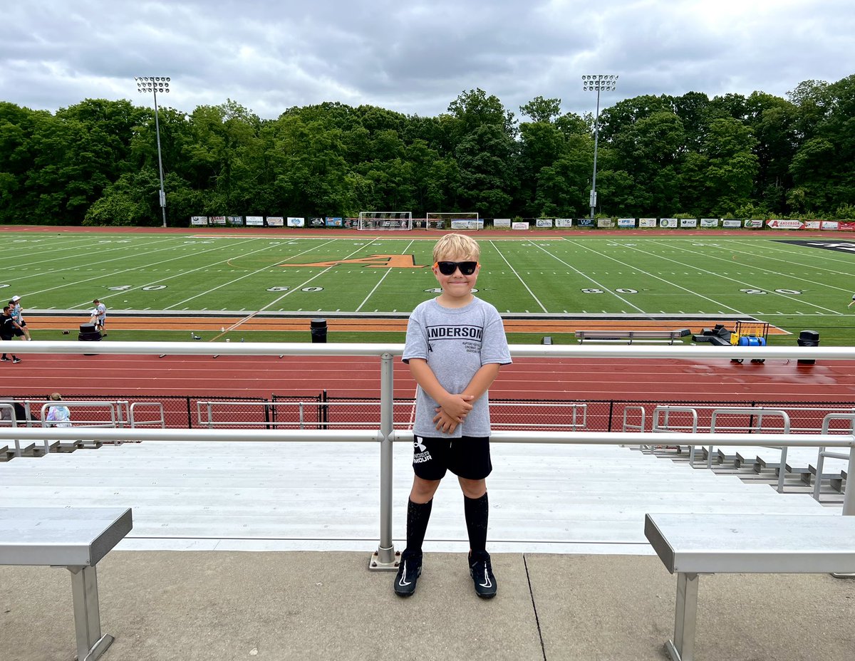 He had “the best week” at football camp! Glasses are for being “Dude of the Day” today. Thank you to the coaches and <a href="/_AHS_Football/">Anderson Football</a> players for making it so fun for the kids! <a href="/CoachEvanDreyer/">Evan Dreyer</a>