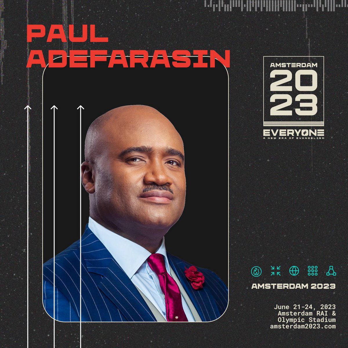 We are excited to invite you to join Pastor Paul’s session at Amsterdam 2023 online.
Date: Today, Thursday, June 22nd at 7pm which is 6pm  West African Time.

Register online at amsterdam2023.com

#EmpoweringEvent #SpreadTheGospel #JoinUs #Amsterdam23 #GlobalOutreach