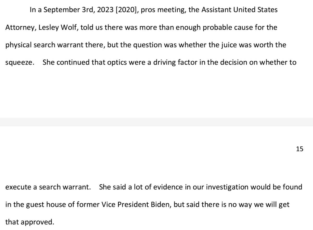 Despite probable cause to execute a search warrant on Joe Biden's guest house, assistant U.S. attorney Lesley Wolf told IRS investigators that even though the house was probably full of Hunter Biden evidence they needed, 'there is no way we will get that approved.'