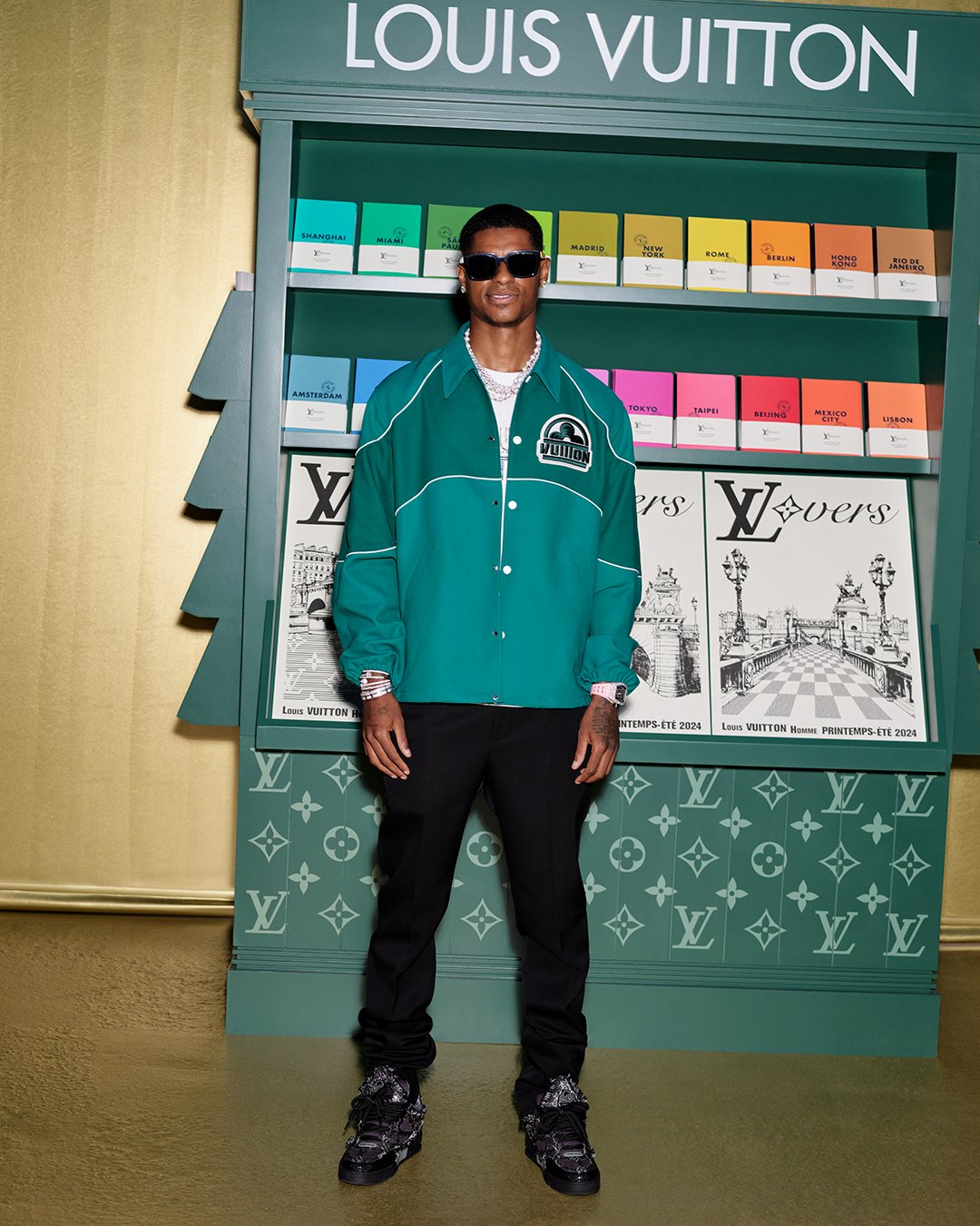 Marcus Rashford Green Jacket  Louis Vuitton spring-summer 2024