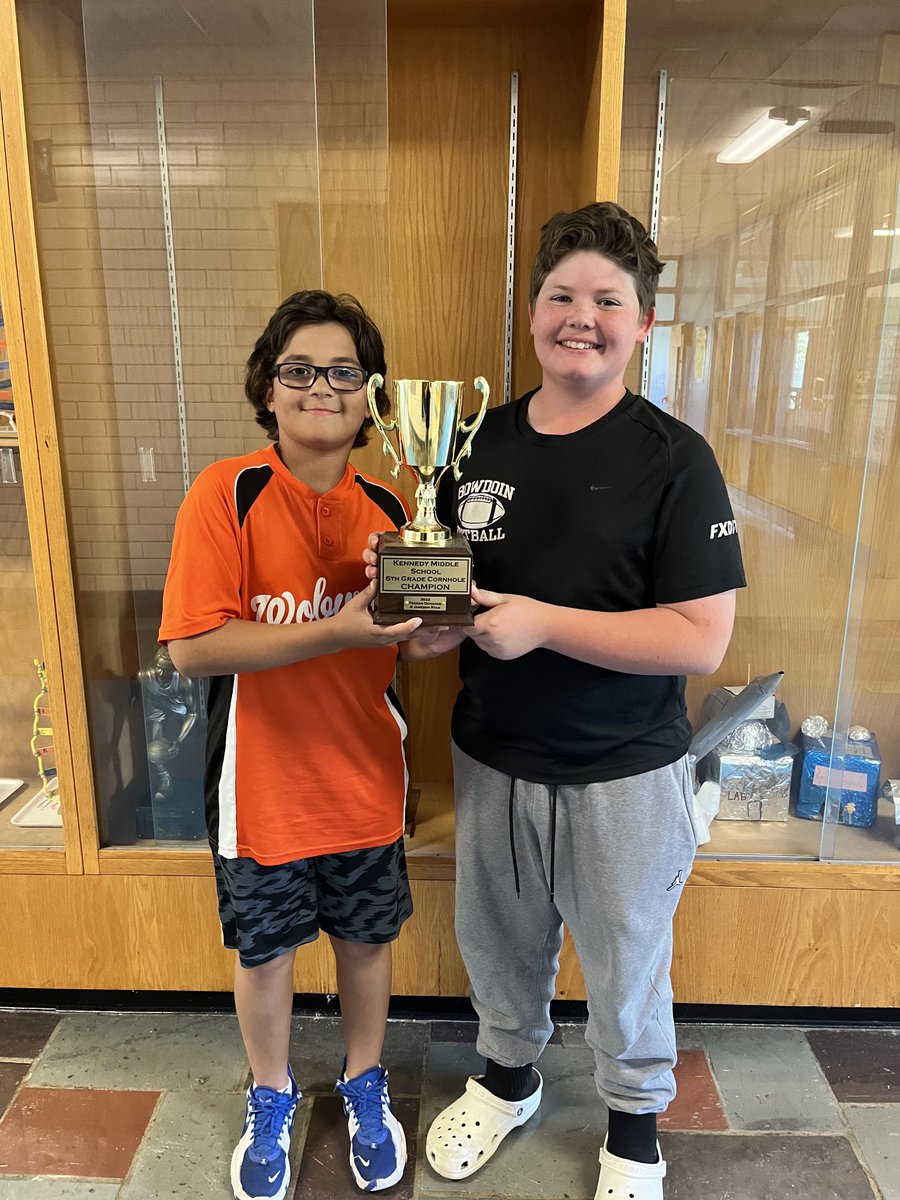 KMSWoburn's tweet photo. Congrats to our new 6th grade cornhole champs, Quinn and Nathan! https://t.co/2o6TEVAj0U