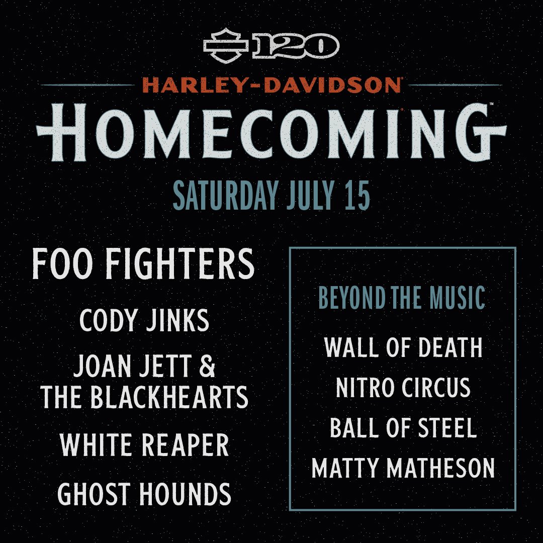 So honored to be part of this insane lineup! Can't wait to celebrate the 120th anniversary of @harleydavidson in Milwaukee on July 15th. Tickets on sale now - hdhomecoming.frontgatetickets.com/event