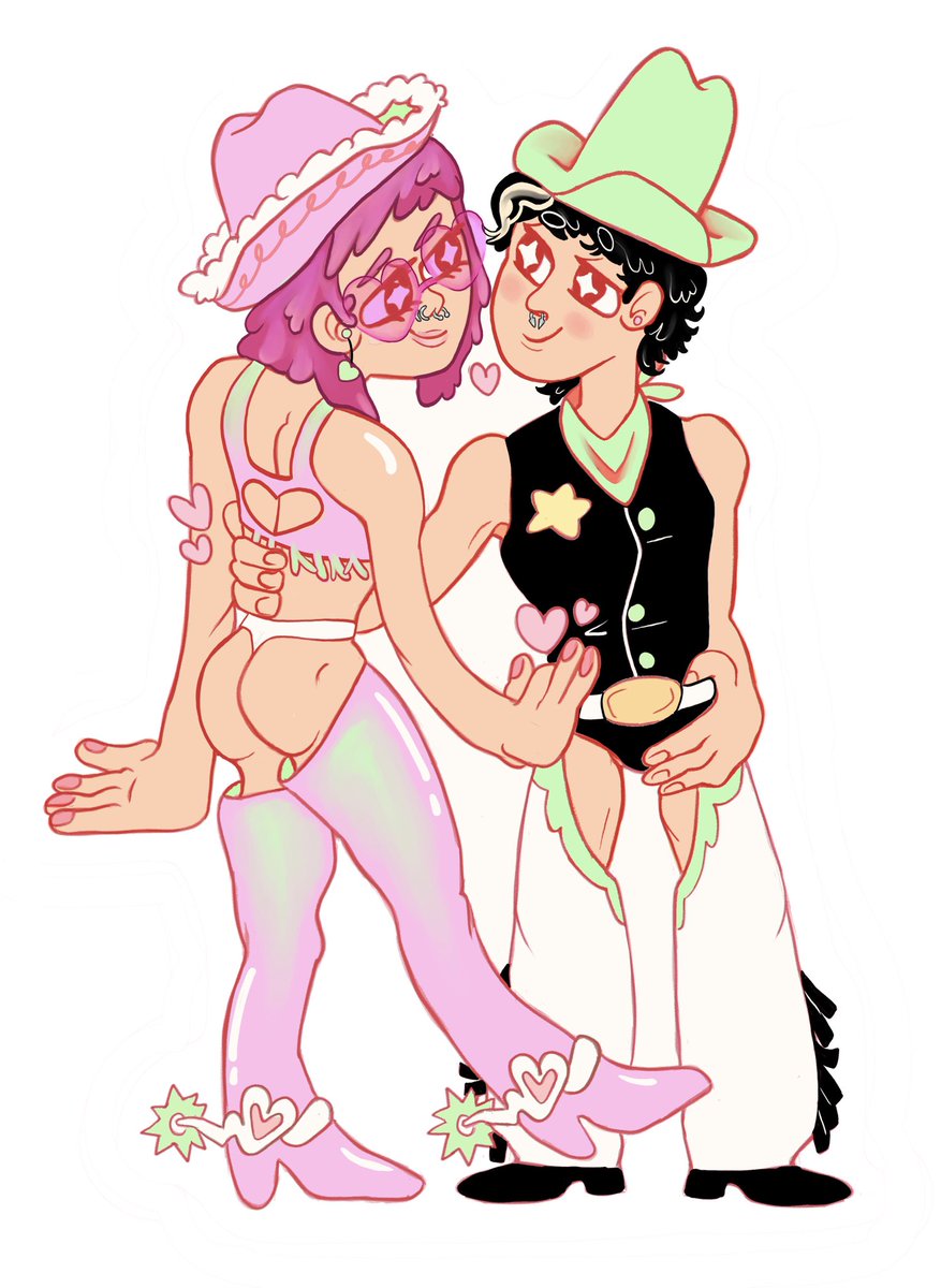 HeartGuckk's tweet photo. 💚💓Pardners commission! 💓💚
#queerart #pridemonth #art https://t.co/ujmrds2Aka