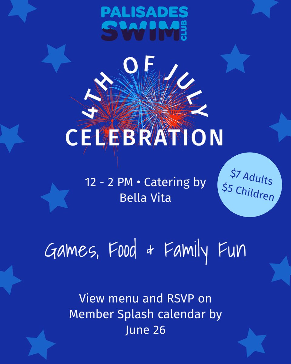 PalisadesSwim's tweet photo. Sign up for the July 4th celebration here! https://t.co/CMPGey7E5F 🍝🎆 https://t.co/ZveCyPWXRA