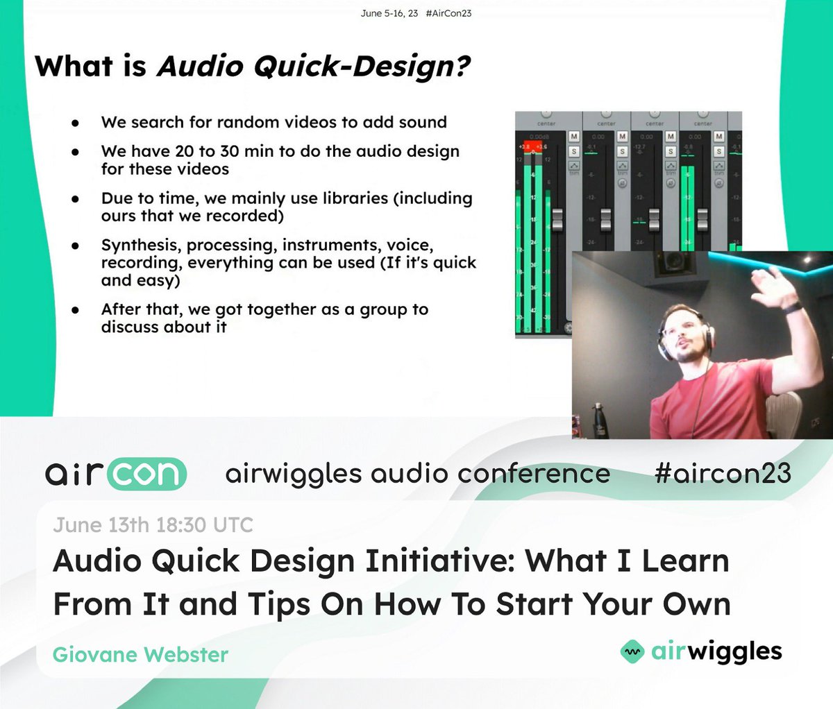 My #AirCon23 talk was recorded and is now online at the AirVault. The response was great, thanks everyone who participated! 😁
You can access directly on YouTube here - youtu.be/Z9Z4Vy7Ttds
See you at AirCon 2024! 🔈
#GameAudioTalk #AirWiggles