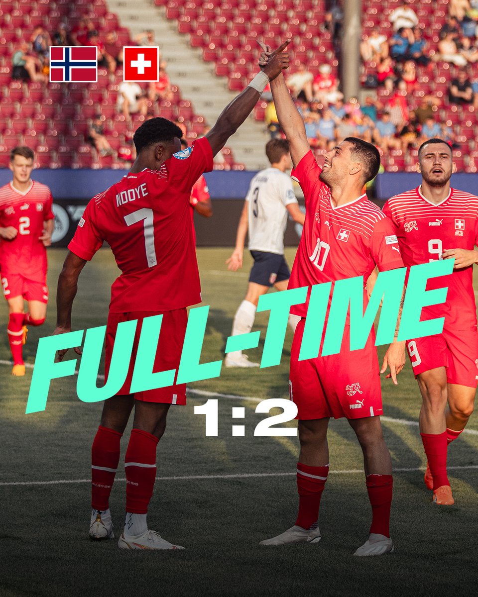 nati_sfv_asf's tweet photo. Die Schweiz gewinnt das Auftaktspiel! 🤘
La Suisse remporte son 1er match !
La Svizzera vince la sua prima partita!

⚽️ Dan Ndoye
⚽️ Kastriot Imeri

🔜 🇨🇭🆚 🇮🇹 📅 25.6 🕕 18:00 CET
🏟️ Cluj-Napoca
🎫 https://t.co/D3qVLxIRHJ

#roadtoparis #U21Euro #U21 #NORSUI https://t.co/xpcYmoaAVT