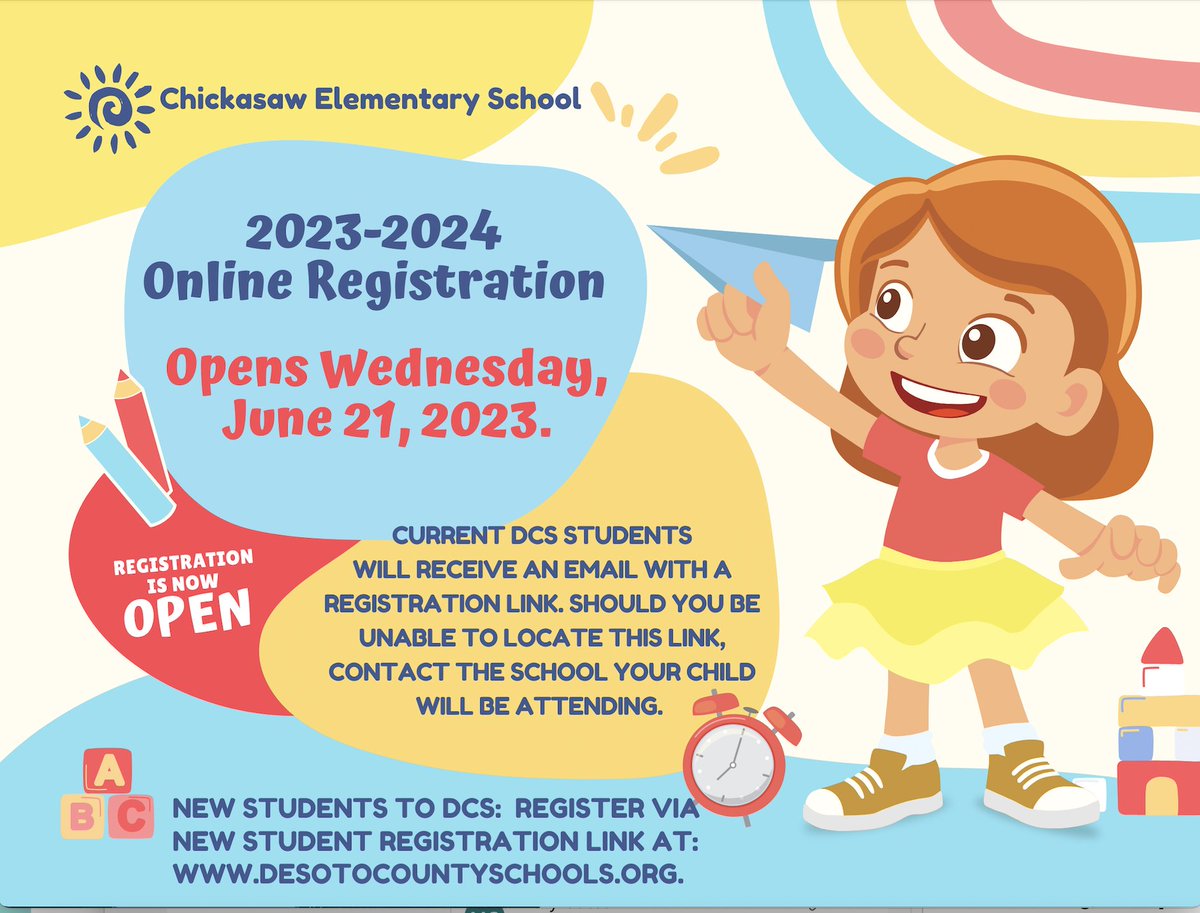 Registration for the 2023-2024 school year is open!
#ChickasawChampions #OBPride #TeamDCS