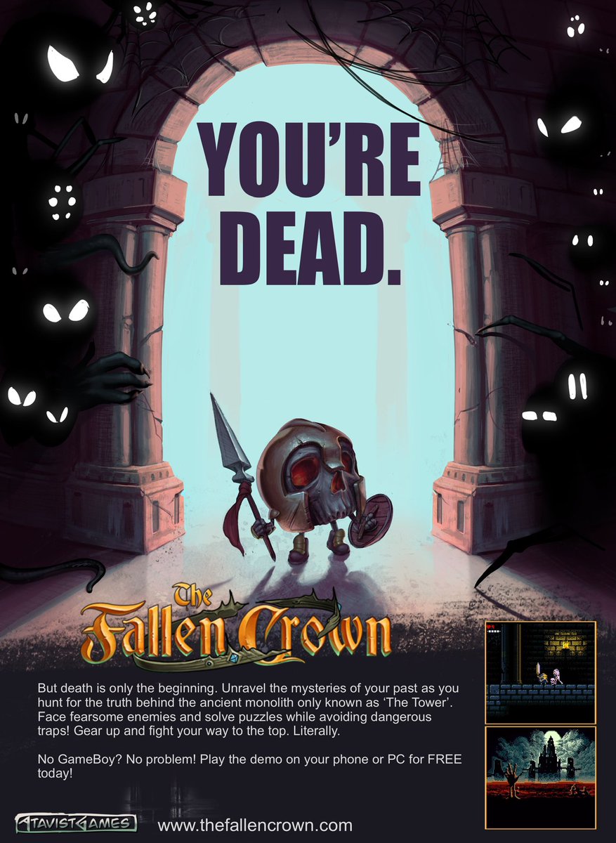 Putting the finishing touches on an upcoming advertisement. Stay tuned! #gameboy #metroidvania #TheFallenCrown