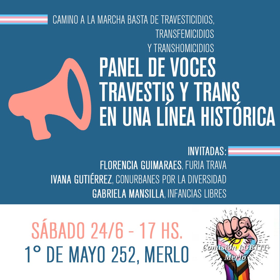 #Orgullo Desde la Comisión LGBTI+ de Merlo, organizamos un panel con voces #travestis y #Trans en una línea histórica. 
🏳️‍⚧️Les esperamos!
#LGBT #Merlo #buenosaires #Argentina #Gay #Trans #Lesbiana #Orgullo #Intersex #Queer #NoBinarie #FuriaTravesti