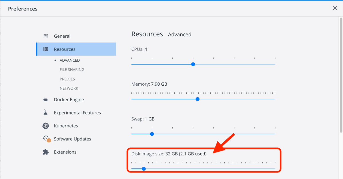 brad_byte's tweet image. PSA: TIL that the massive &quot;System Data&quot; usage on my Mac was coming from the Docker app. The disk image size defaults to 64GB. 🤯