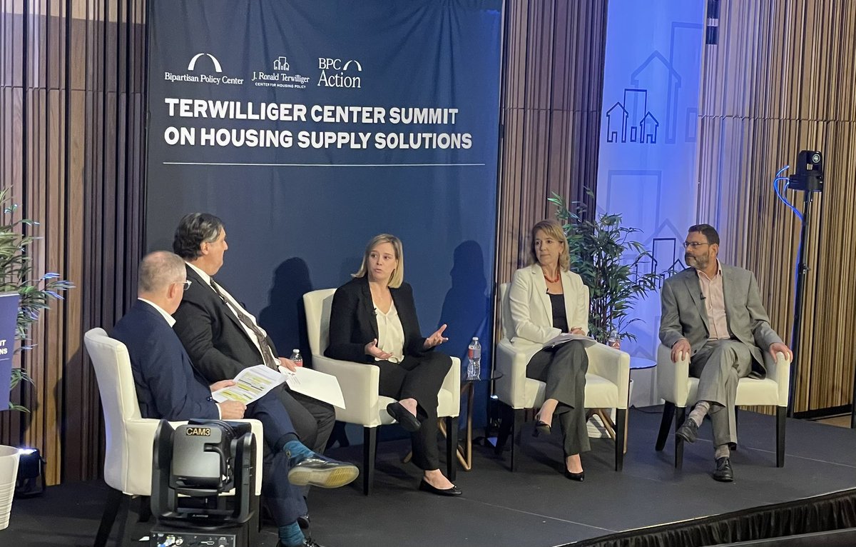 My <a href="/E_HousingPolicy/">Enterprise Policy</a> boss <a href="/Liz_Osborn/">Liz Osborn</a> discusses factors in the #AffordableHousing supply shortage during the #housingsummit23 including the need to preserve Housing Credit investments