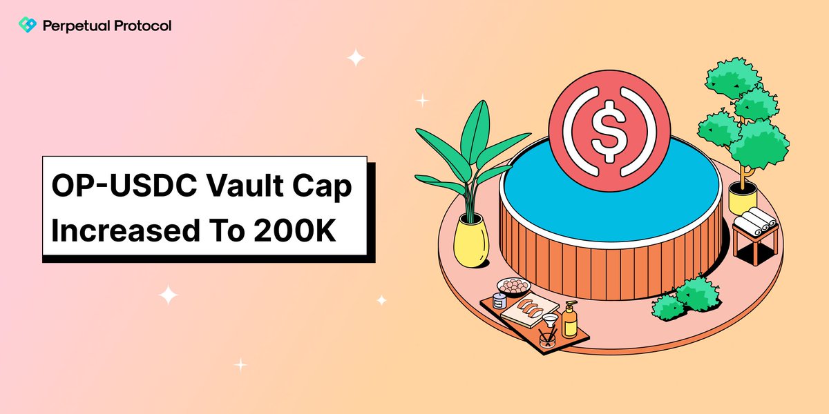 perpprotocol's tweet photo. ♨️ Hot Tub Update ♨️

We've doubled the cap of the OP-USDC vault!

After hitting the cap right after launch, more users will now be able to enjoy the returns with a current 7-day APR of 10%

🛁 https://t.co/6luSLb0Gu2 https://t.co/eJfprLPrnt