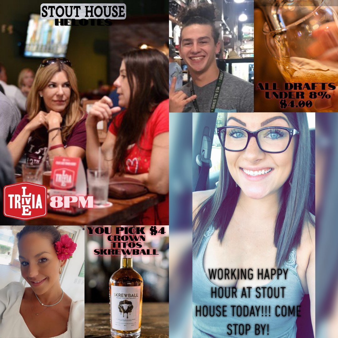 Happy Hour Kayhla time! $4 Drafts all day, as well as exclusive Happy Hour deals until 7!!!! Tonight is Alisha and Spensor as the boozy dynamic duo for #FridayEve! 8PM Trivia, prizes to top 3!