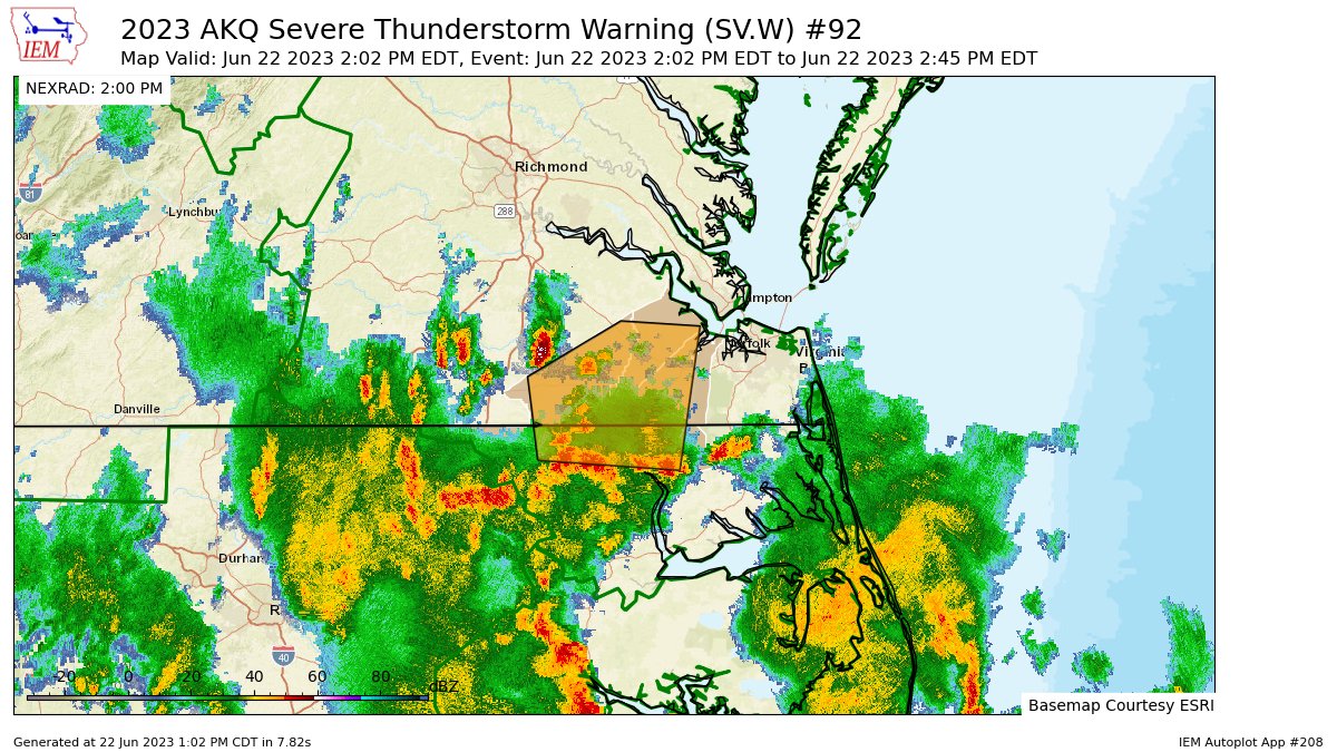 Carolina Weather Group on Twitter "AKQ issues Severe Thunderstorm