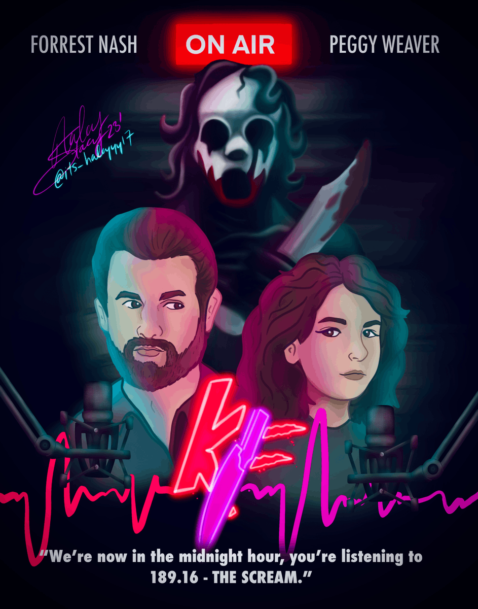 KillerFrequency's tweet photo. Coming soon to a theatre near you...Killer Frequency! We can dream right? Thank you to haleyyy17 in Discord for sharing this awesome movie style poster! 🎥 https://t.co/hku6Ex3wbK