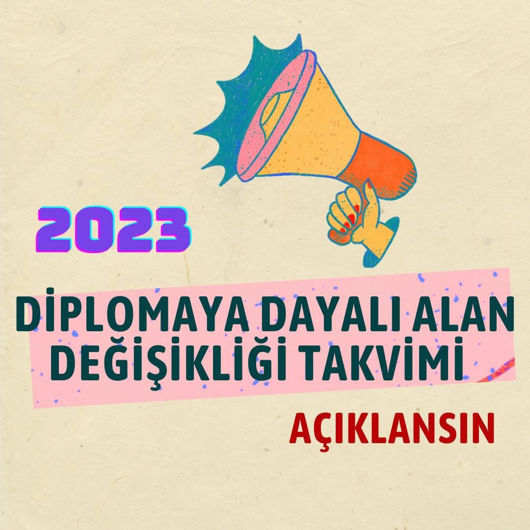 <a href="/sdaolgun/">Seda Olgun</a> Bakanımız Sayın <a href="/Yusuf__Tekin/">Yusuf Tekin</a> ve  Personel Genel Müdürümüz Sayın <a href="/cftcblnt/">Bülent ÇİFTCİ</a> beyden diplomaya dayalı alan değişikliği için talimat bekliyoruz. Aylardır duyuruyu görmek için gözümüz kulağımız <a href="/mebpgm/">Personel Genel Müdürlüğü</a> duyurularda. Lütfen sesimizi duyun <a href="/tcmeb/">Millî Eğitim Bakanlığı</a> <a href="/yilmaznazif/">Nazif Yılmaz</a> #AlanDeğişikliğiHaktır