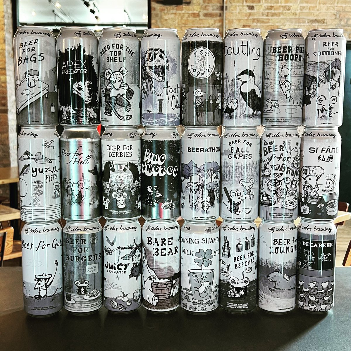 The Off Color ultimate mixed pack. 24 different cans of beer. Fifteen or so styles represented. Available at exclusively at Mousetrap only for another week or so.