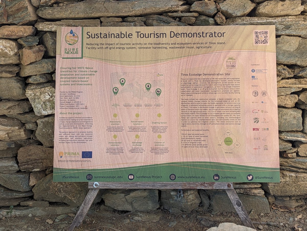 At the tranquil Tinos EcoLodge, where sustainable tourism, nature-based solutions and circularity are demonstrated on-site with @HydrousaProject & @SureNexus. 🌿🌞🔷 #circulareconomy #nbs #WEFEnexus #wefnexus #climateadaptation #wellbeing