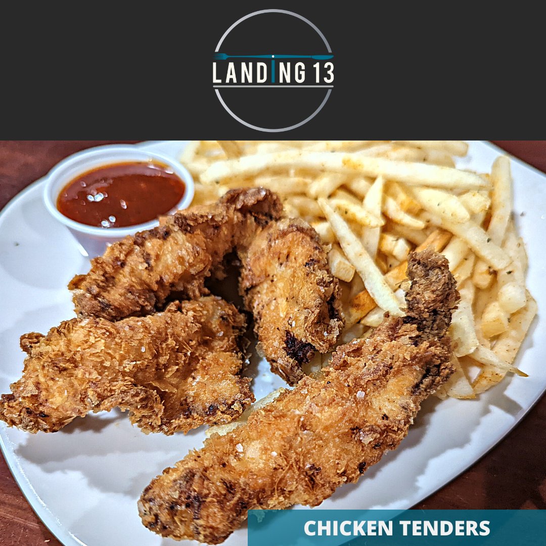 You can't go wrong with our Chicken Tenders & Fries for your kids! Come on over to Landing 13 and enjoy a wonderful dinner for the whole family!

#Landing13
#Porterville
#ChickenTenders
#Fries
#Chicken
#Tenders
#Kids
#Children
#KidsMenu
#ChildrensMenu