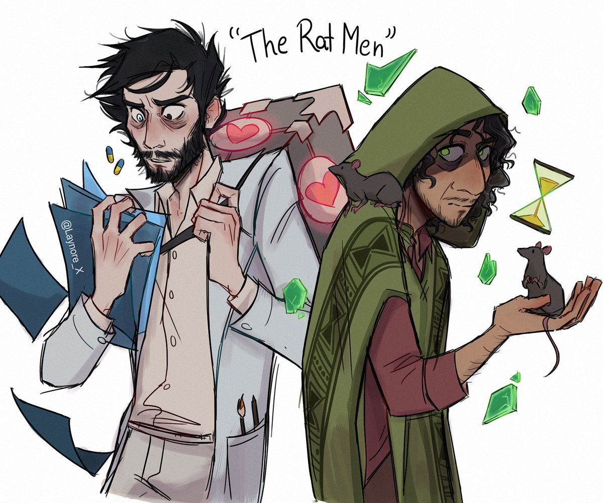 Laynore_X's tweet photo. They have more similarities than you think. 
(Except bathing, because only one of them canonically does it.) ⏳🥼
#encanto #encantofanart #dougrattmann #brunomadrigal https://t.co/ZbH85leBSG