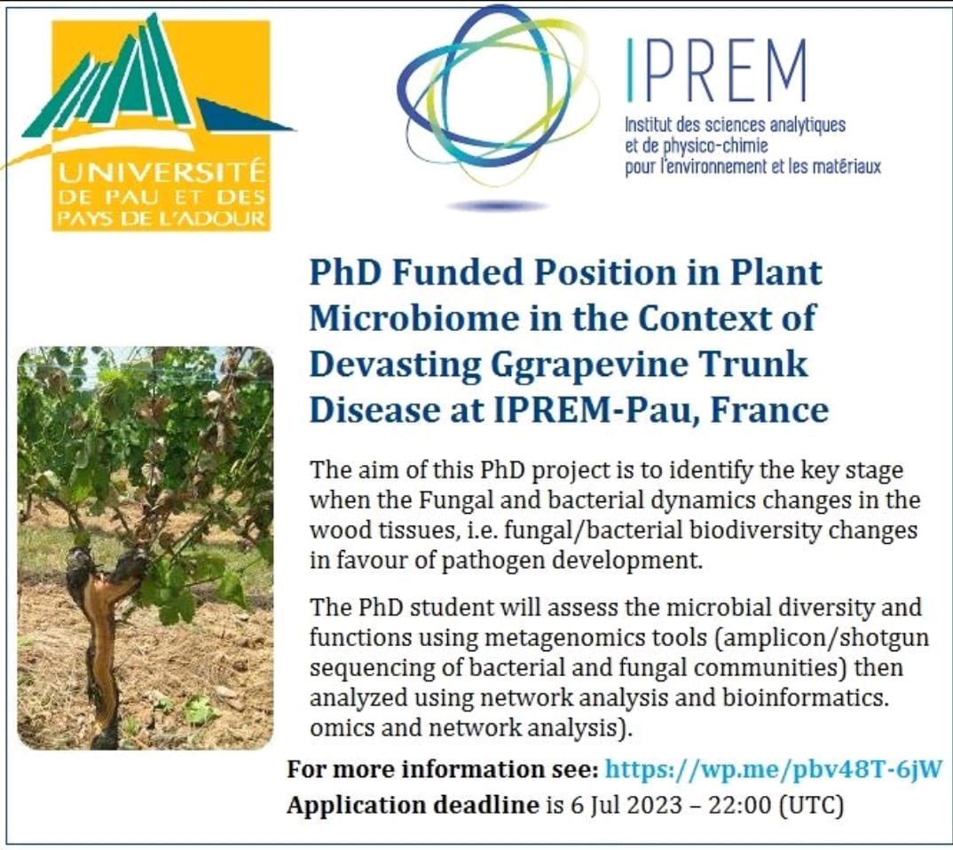 Fully funded Ph.D. Position is available in plant microbiome.
For more information visit:
wp.me/pbv48T-6jw 
#PhD #scholarship #fullyfunded