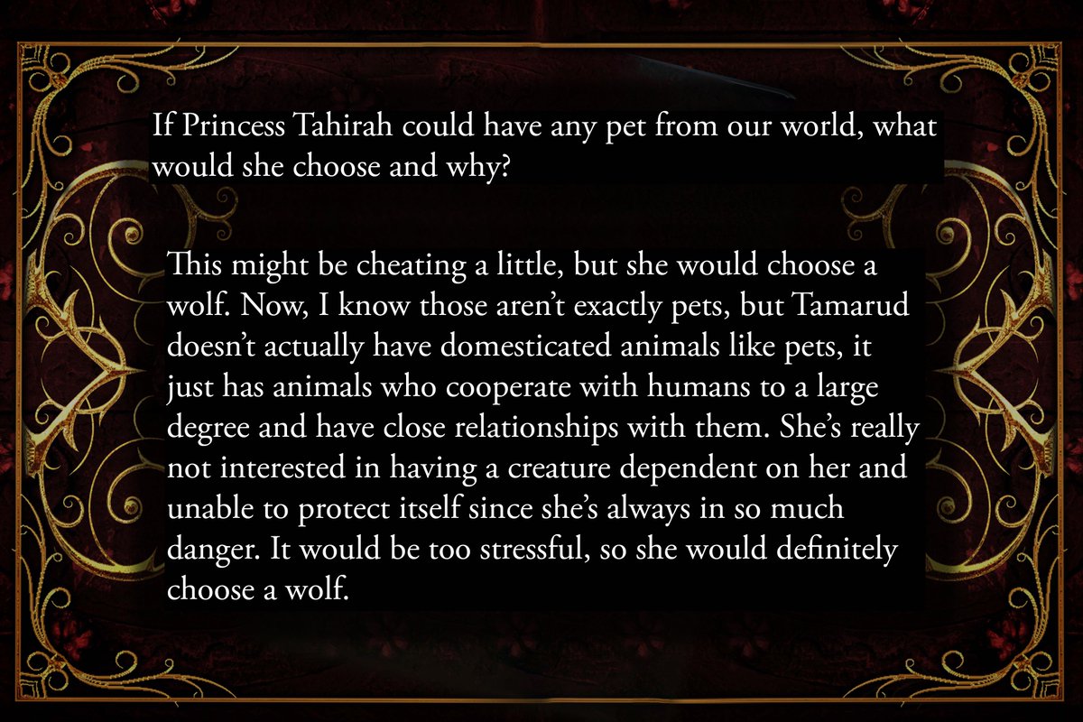 lilaeris_9's tweet photo. And now a fun question! We've seen the themes, now let's get into some hypotheticals about the characters!
  
Q: If Princess Tahirah could have any pet from our world, what would she choose and why? #RiseofthePhoenix #ImperialSaga https://t.co/OeNDrTEX7L