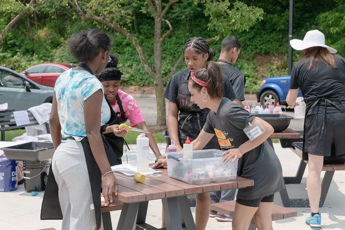 In May, J. Leigh Garcia (explores her biracial identity and familial history while highlighting aspects of racial and generational privilege and oppression) led @IPROMISESchool students through a papermaking & printmaking project during a two-day residency.