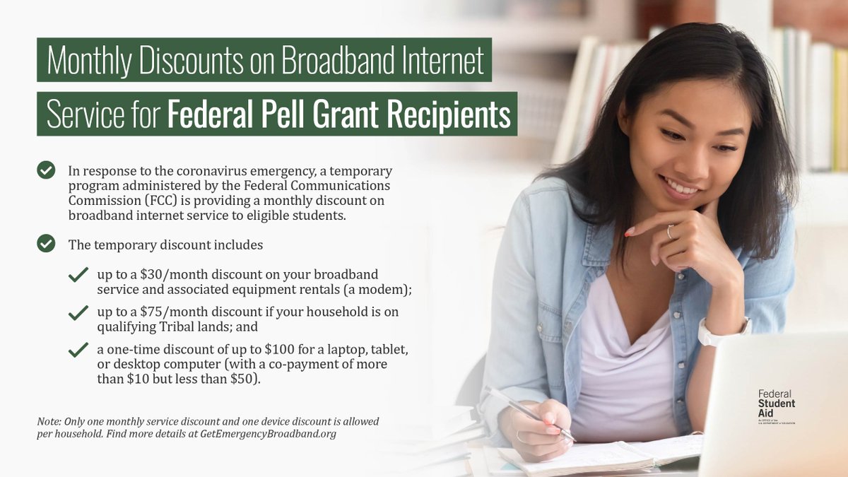 Have you heard of the Affordable Connectivity Program (ACP) administered by the @FCC? The ACP provides monthly discounts on broadband internet service for Federal Pell Grant recipients! Please share this important information with your network 👉 affordableconnectivity.gov