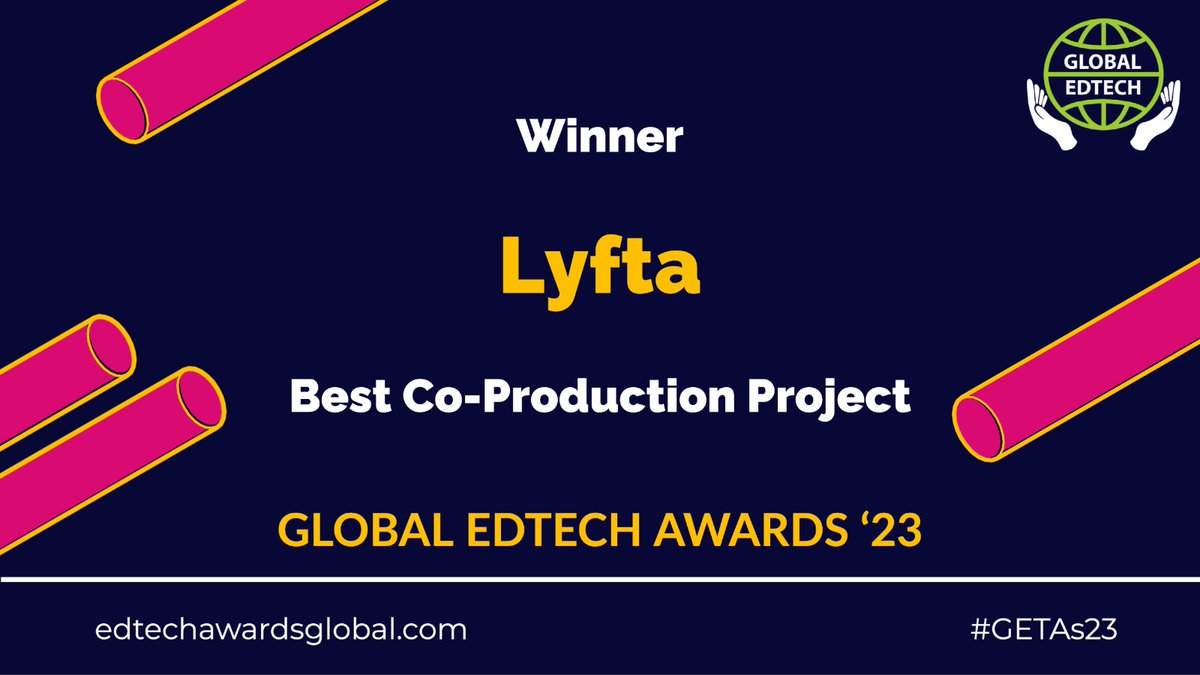 The winner in the Best co-production project (edtech &amp; school together) is...

Lyfta

Well done to you! #GETAs23