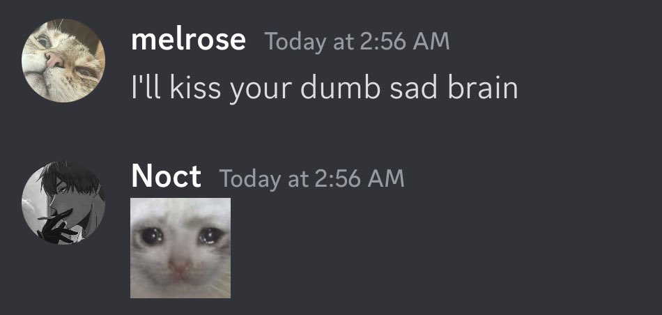 Everyone needs a friend who will kiss their dumb sad brain at 3am ily ;(