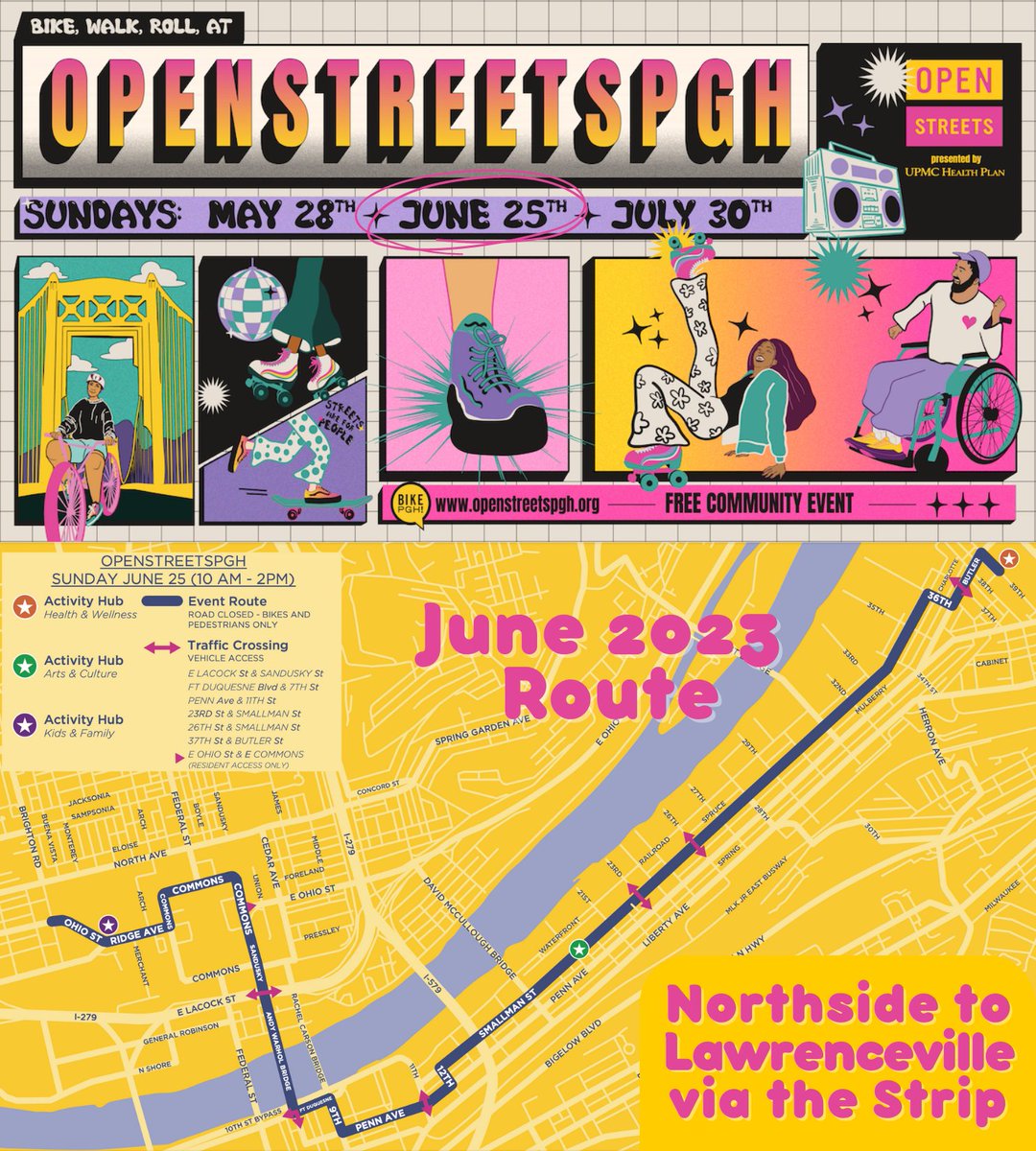 BikePGH's tweet photo. :: ✨THIS SUNDAY - JUNE 25 ✨ :: See what our neighborhoods could look like if more space was dedicated to people-focused transportation https://t.co/RPK92MRmWk