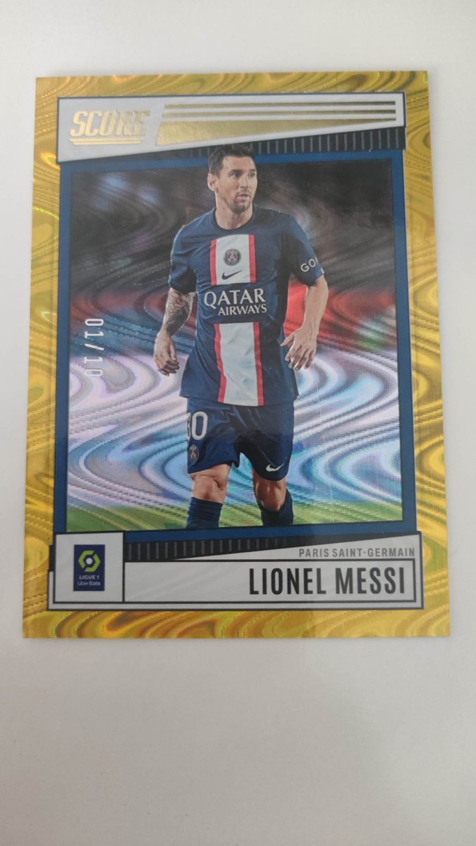 maxorare's tweet photo. Et pour ceux qui cherche LA pepite, j'ai également aux enchère ce monstre de Lionel Messi Gold 1/10 🔥🔥 #Panini #Messi𓃵 #Score_card #Ligue1 https://t.co/wLQQaoT9cu
