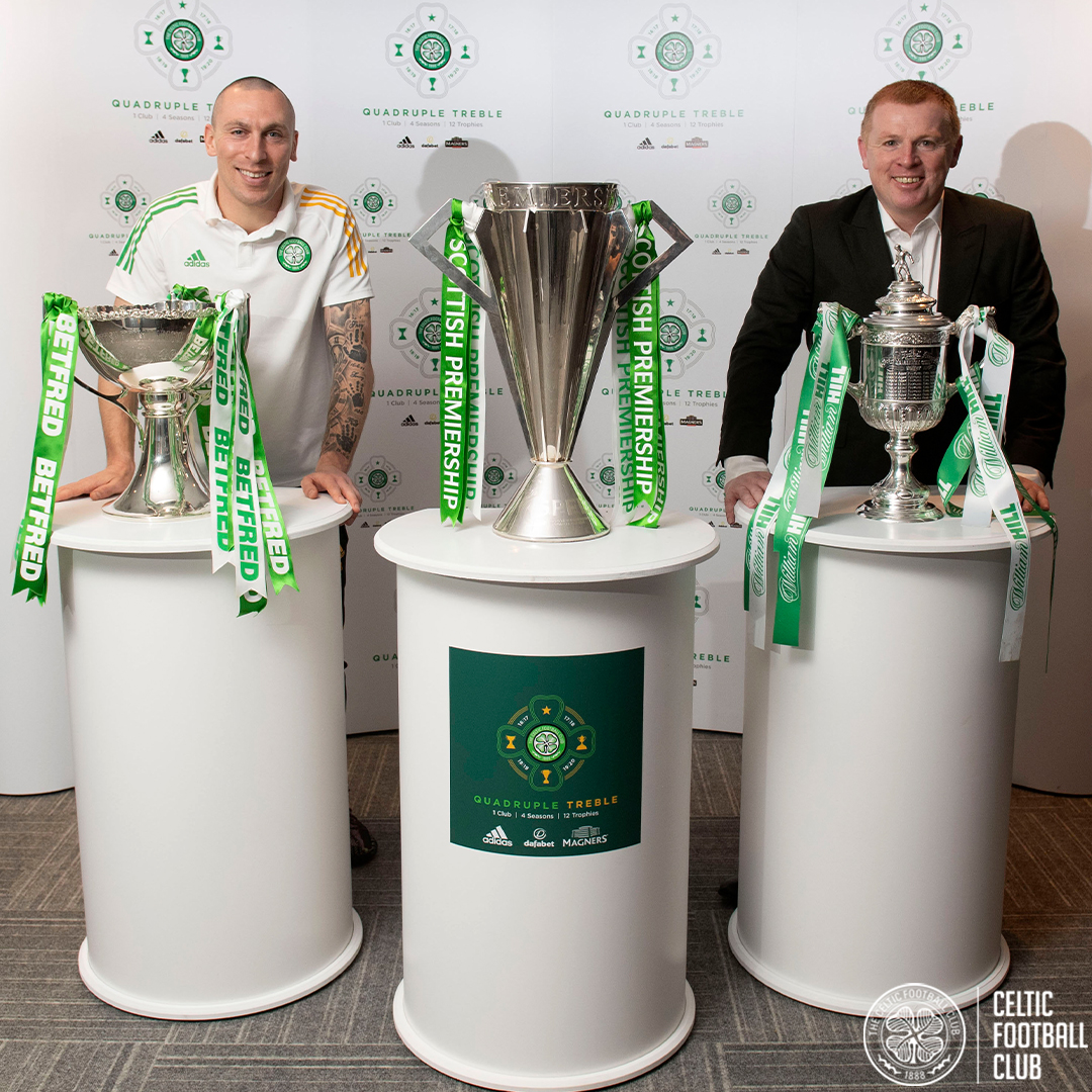 CelticFC's tweet photo. 🎂 A double #CelticFC birthday today🎂

Happy birthday to Scott Brown &amp; Neil Lennon! 🍀 https://t.co/Vw7BSUjBdd