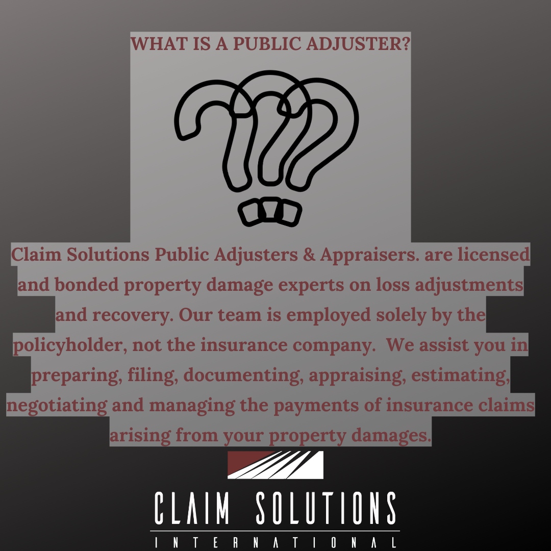 Claim_Solutions's tweet photo. Have you ever wondered why you might need a public adjuster? We are here to give you the down low on the why's! Tune in for the facts and be sure to reach out to one of our experts in the field if you have any questions. #KnowledgeIsPower #ShareTheInfo #PublicAdjuster https://t.co/tNr3k0x3sd