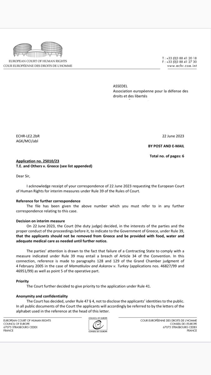 Yunanistan'dan Kürt kimlikleri, siyasi ve cemaat bağlantıları nedeniyle iltica talebinde bulunan, kar maskeli kişilerce bıçaklı saldırıya uğrayarak geri gönderilmeye zorlanan grup hakkında derneğimiz tarafından AİHM’e yapılan başvuru olumlu sonuçlanmış, tedbir kararı verilmiştir.