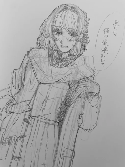 可愛いヒヨコちゃん(女子高生の姿)描けた。 マフラーの巻き方が完全にヨウおじちゃん。