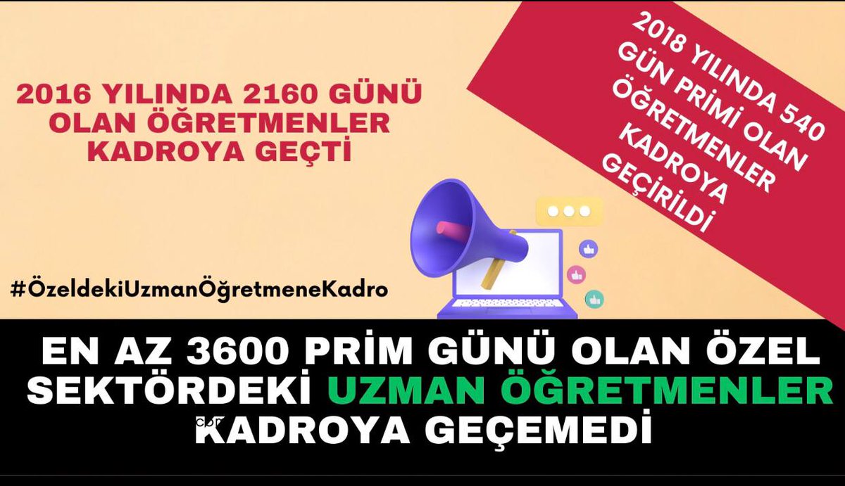 Özelde çalışan 10 bin uzman ve başöğretmen mağduriyetlerinin giderilmesi için #ÖzeldekiUzmanaÖğretmeneKadro talebinde bulunuyor .
Sesimizi duyunuz lütfen 
<a href="/RTErdogan/">Recep Tayyip Erdoğan</a> <a href="/Yusuf__Tekin/">Yusuf Tekin</a> 

Arda Güler'e
#Titanic 
Berna
Hande Yener
DaimaSizinle ElSed