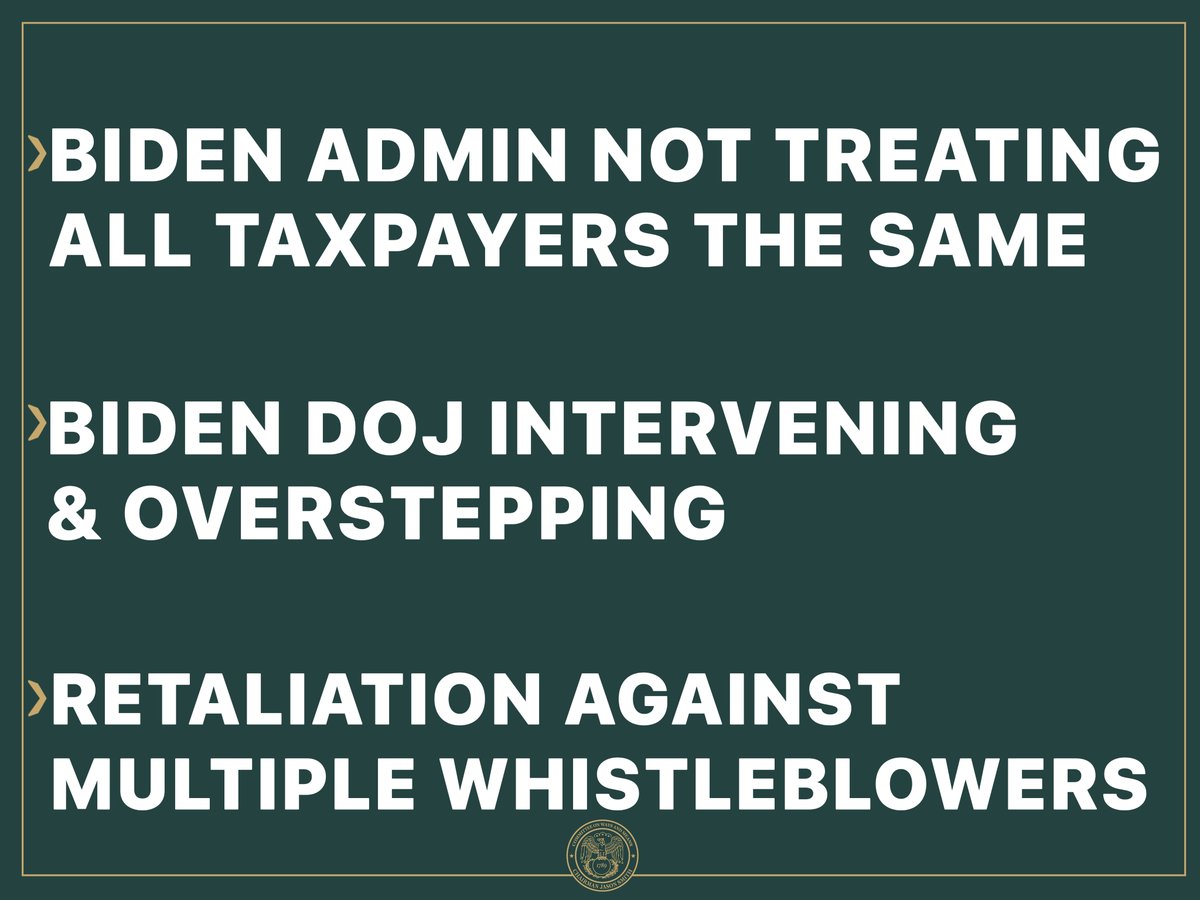 The 2 whistleblowers exposed:

Hunter received money from Ukraine, China, and Romania.

All taxpayers are NOT treated the same.

Biden DOJ engaged in attempts to delay, divulge, and deny IRS investigators.

Whistleblowers faced retaliation for telling the truth.