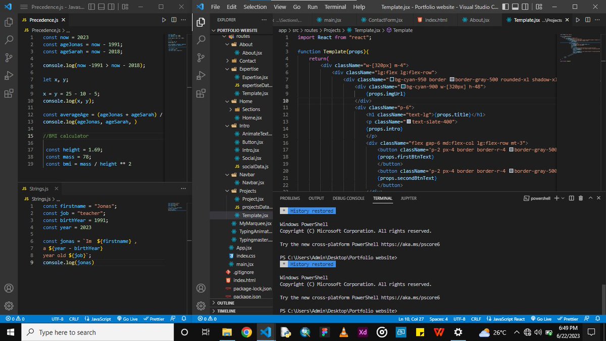 Byte_Whiz's tweet photo. Day 46:

📌Refreshed my memory on some basic JavaScript concepts like data types, template literals, operators and precedence.

📌fixed a few bugs on my portfolio website.

#100DaysofCode
#Javascript https://t.co/mUNxZbDbS4