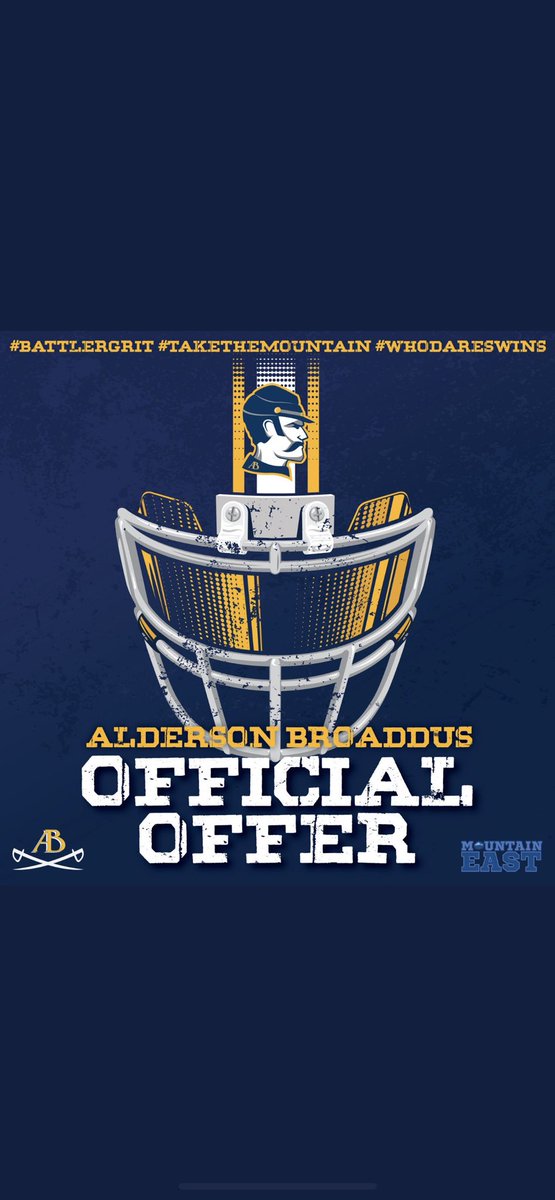 Incredibly Blessed, Grateful, and Fortunate to receive my first official offer to play football at the next level. Thank you @CoachTLeavitt and @ABFootball . Special thanks to these coaches. @BTT_Training @GCam1 @josedavis5 @AIR_IT_OUT_13 @BradMaendler @Coach_Franke #DOTHEWORK