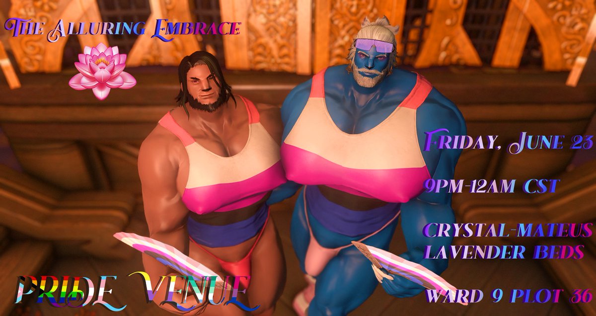 EmbraceAlluring's tweet photo. It's pride night time for the Alluring Embrace! A special night hosted by @TLoakLMernonRoe !! Bring your best pride glams~

Location: Crystal / Mateus / Lavender Beds / Ward 9 Plot 36  Time: 9 PM - 12 AM CST 
Carrd: https://t.co/KeALwoEbu5
Discord: https://t.co/o9mXF7pjdt https://t.co/cmJevcNMWt