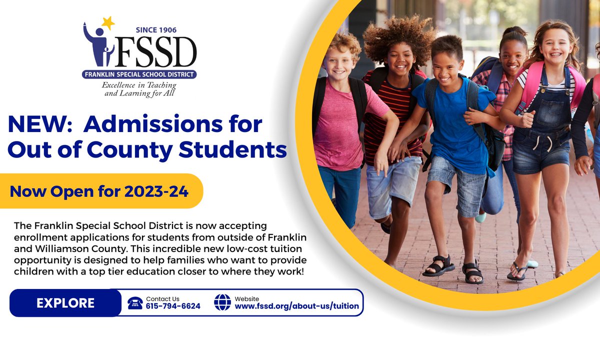 franklinspecial's tweet photo. If you work in Franklin but live somewhere else, we have an affordable option for you! Our low-cost tuition is now available to those who live outside of Franklin but want an exceptional school district with a "whole child" philosophy. Learn more at https://t.co/V1c81NcYPm. https://t.co/G4A9q0HjOY