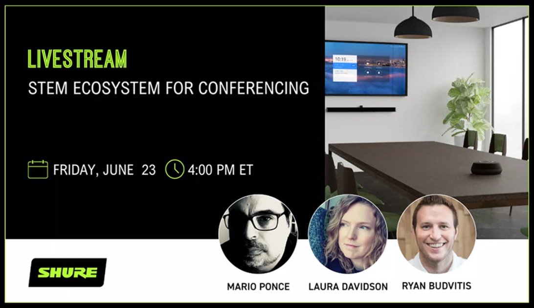 richarddeanasc's tweet image. Check out this upcoming Livestream from @Shure about using Shure Stem products for conferencing.  Join here: bit.ly/44hF3VZ

#shure #Stem #Stemecosystem #Videoconferencing