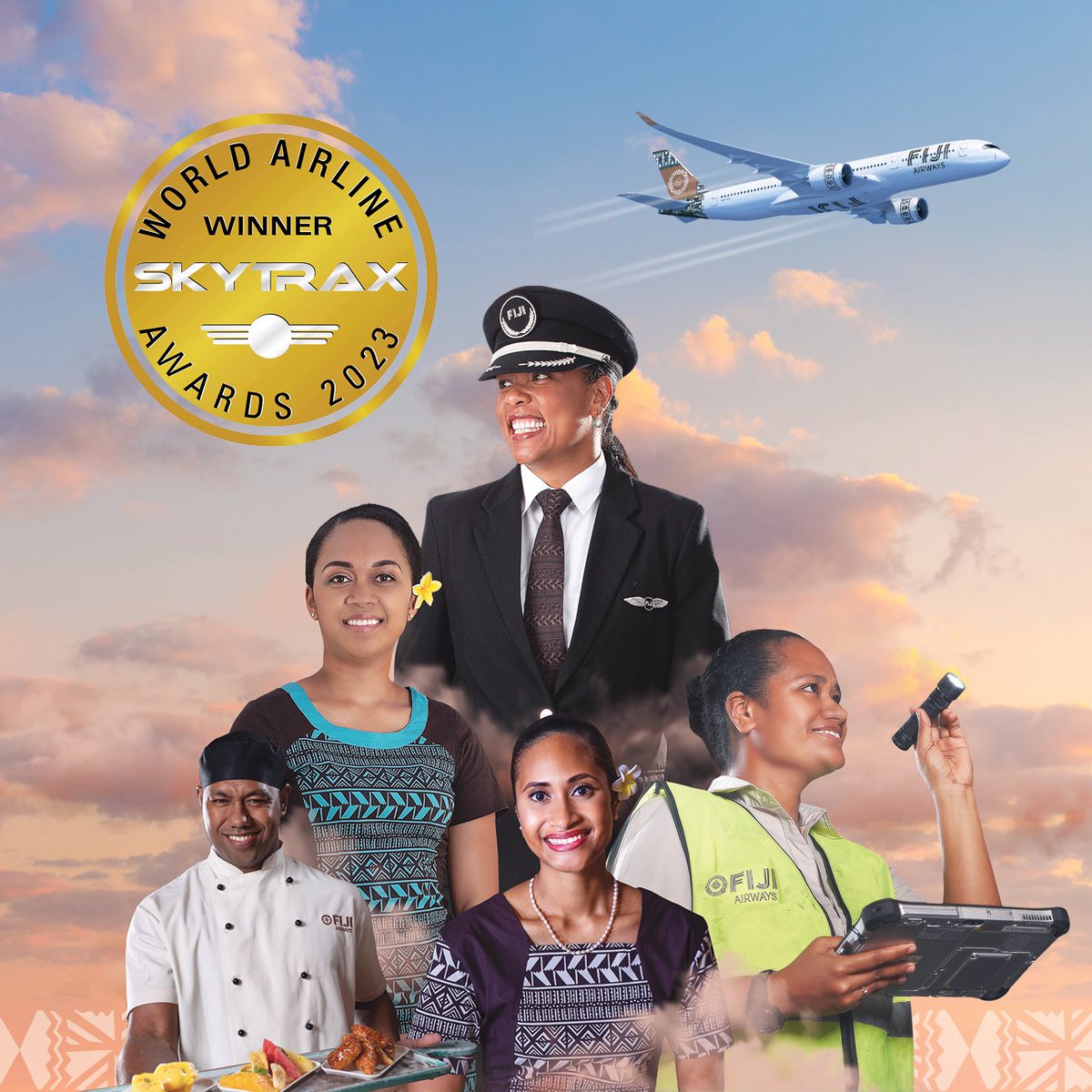 FijiAirways's tweet photo. We couldn't be prouder of our remarkable team who go above and beyond everyday! 🌺🌟

This incredible recognition is a testament to our unwavering commitment to our Service Vision of Working As One to Deliver Exceptional Fijian Experiences.

#FijiAirways #SkytraxAward https://t.co/4Wxn9akXjB