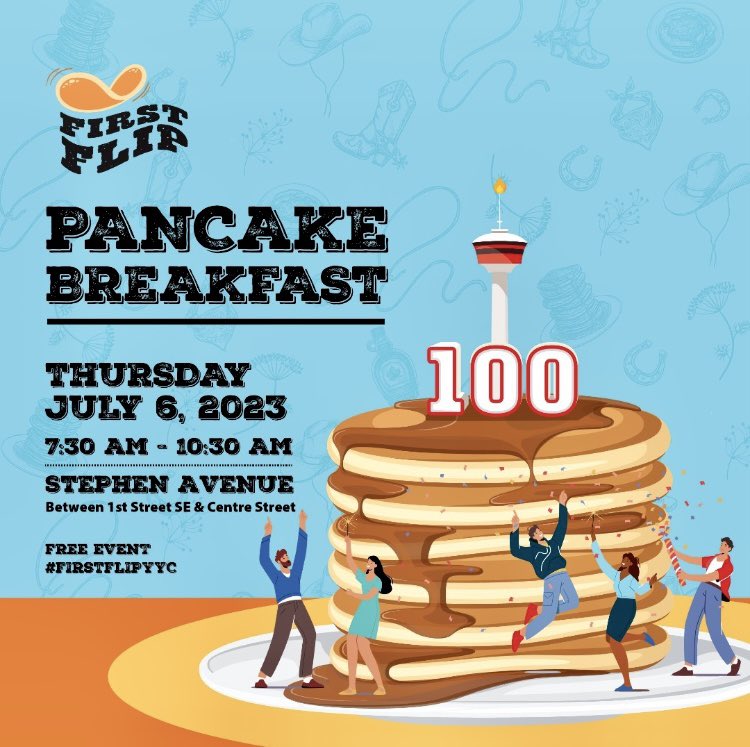 Yahoo! It’s almost Stampede Time! Join us bright &amp; early on July 6 from 7:30 a.m. - 10:30 a.m. for First Flip outside <a href="/CTCC_Calgary/">Calgary TELUS Convention Centre</a> on Stephen Avenue for a delicious Stampede Breakfast &amp; great entertainment. 
#tourismcalgary #eventfulcity #firstflipyyc #StampedeBreakfast