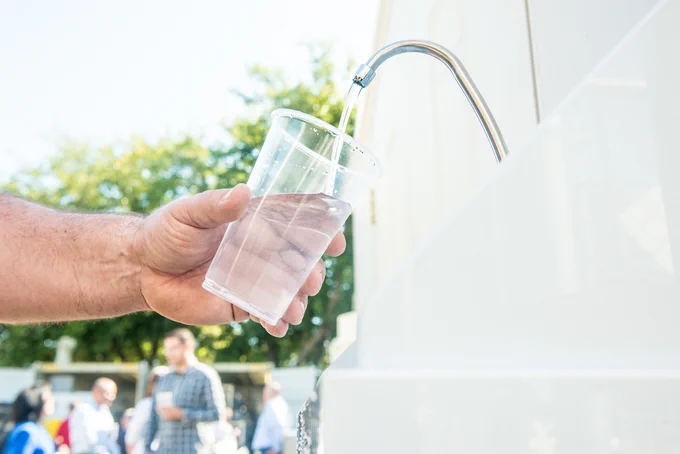 Water cleaned by the Chromium-6 Treatment Plant is sampled during the “Imagine a Day without Water” event held in Willows, Calif. on September 15, 2016. Through Proposition 50 grants, DWR funded the Plant to help ensure water supply meets new State water quality standard.