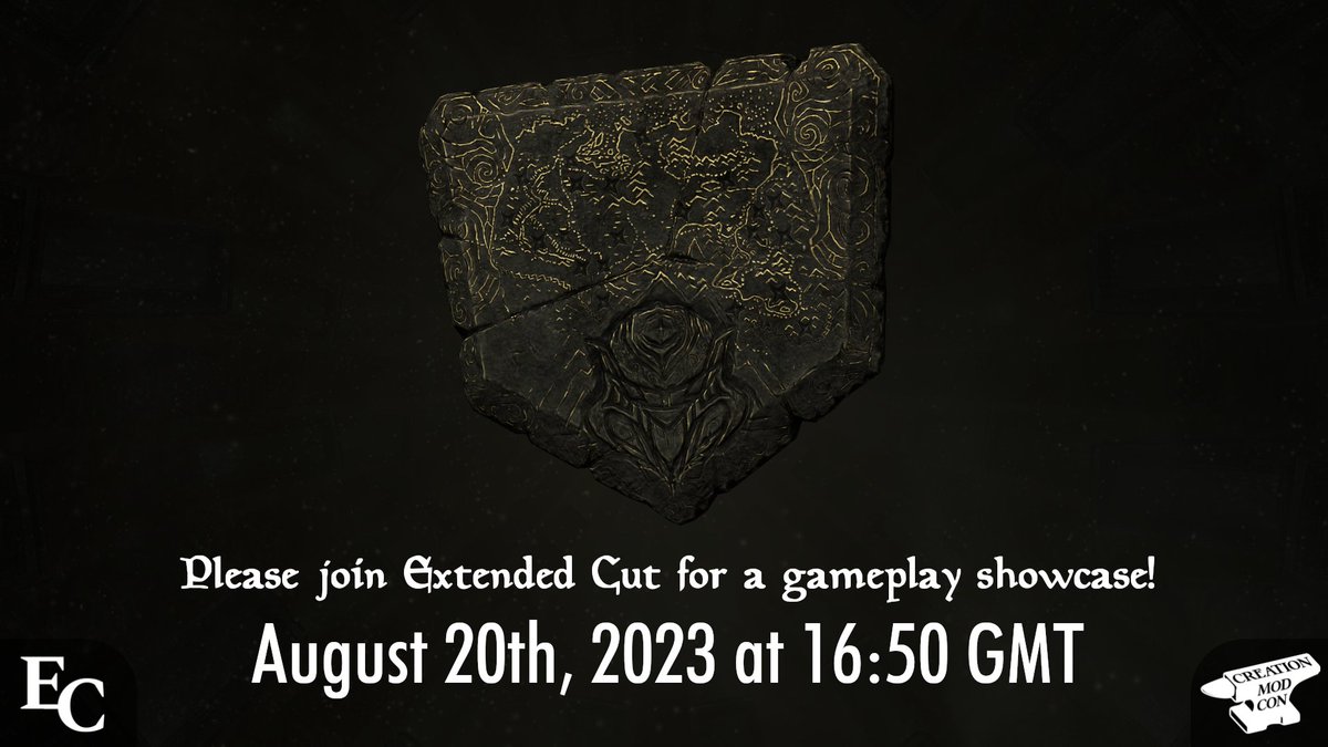 Skyrim: Extended Cut (@skyrimec) on Twitter photo We're excited to participate in this year's <a href="/creationmodcon/">Creation Mod Con</a>! We'll be making a brief presentation at 16:50 GMT (12:50 Eastern Time) on Sunday, August 20th, 2023, where'll be presenting a first look at gameplay from one of Skyrim: Extended Cut's quests! We're excited to participate in this year's <a href="/creationmodcon/">Creation Mod Con</a>! We'll be making a brief presentation at 16:50 GMT (12:50 Eastern Time) on Sunday, August 20th, 2023, where'll be presenting a first look at gameplay from one of Skyrim: Extended Cut's quests!